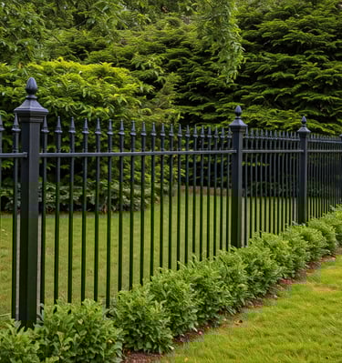 a fenced in area with a fenced in area with bushes