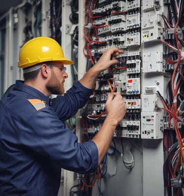 A skilled electrician installing wiring in a home.