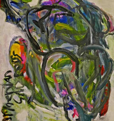 A painting with many different colors and shapes
