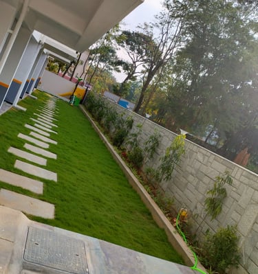 Outdoor lawn and garden setup