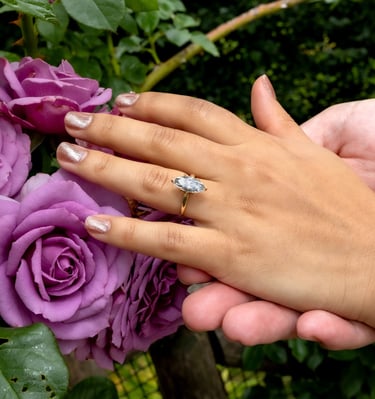 Woman showing her big diamond ring