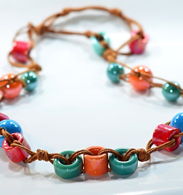 macrame - handmade necklaces and bracelets made of natural stones and ceramic beads