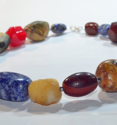 necklace with agate, sodalite, jasper, silver elements, custom-made, another successful project