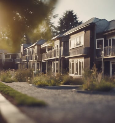 AI generated vision of a Cohousing cluster
