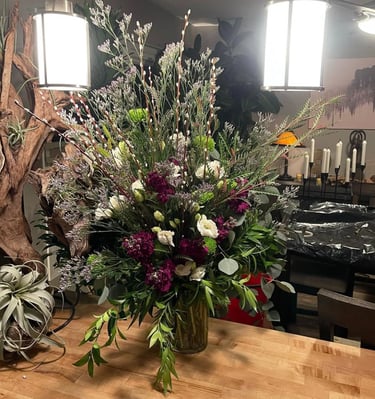A flower arrangement designed by Andy Albright