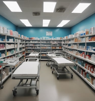 A retail clothing store interior with rows of neatly arranged shirts hanging on racks. Shelves above hold stacks of shoe boxes, and a variety of shoes are displayed on the right side. The store is well-lit with ceiling spotlights and has a clean, organized appearance.