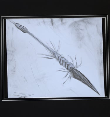 Charcoal on paper drawing Native American