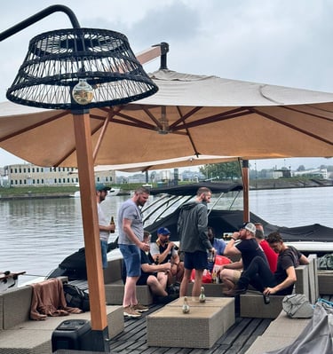 Riga party raft at the pier
