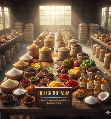 This high-resolution illustration encapsulates the full breadth of products managed by HBI Group Asia, positioning the compan