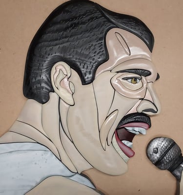 3D instar of Freddie Mercury with microphone and painted microphone