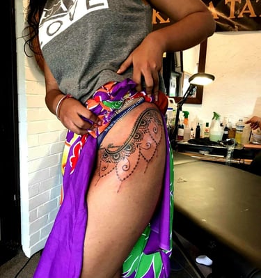 Polynesian girl tattoo, women tattoo, hip tattoo, girls Mandala tattoo 