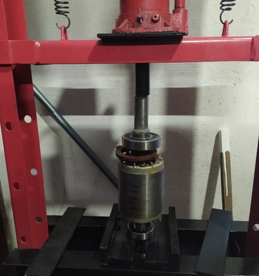 cambio de baleros con prensa hidraulica