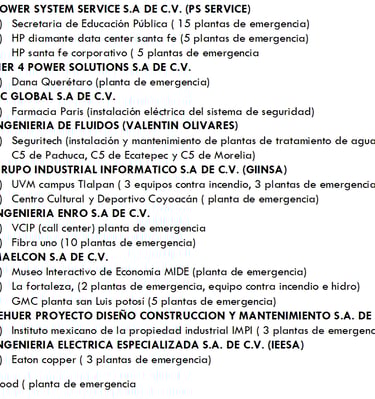 clientes que prestamos servicios