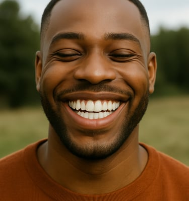 homme souriant après un blanchiment dans un cabinet dentaire moderne au Cameroun – soins dentaires