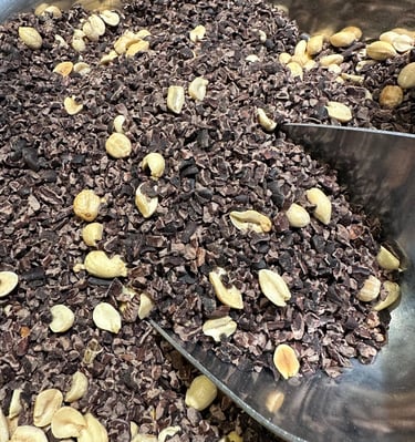 cacao nibs and dry-roasted peanuts 