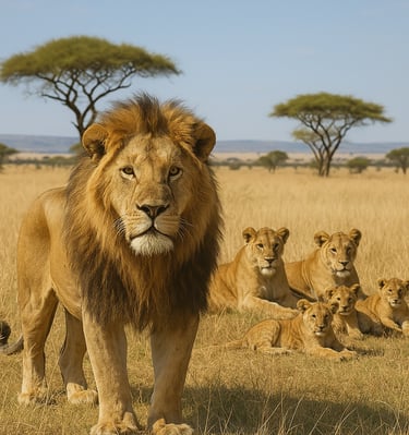 Pride of lions resting and observing their surroundings in Tarangire National Park during a Tanzania wildlife safari.