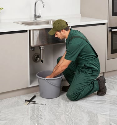 A group of six professionally dressed individuals are posed together in an office setting. Three women and three men are standing and sitting, smiling towards the camera. The background features a flat-screen monitor and a table with a lamp and decorative items.