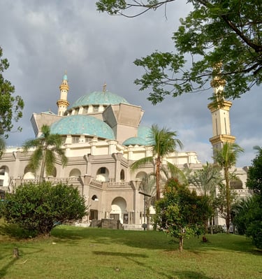 Stunning view of Wilayah Mosque in Kuala Lumpur, Malaysia, showcasing grand Islamic architecture