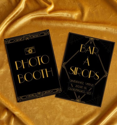 Affiche graphique photobooth et bar à sirops style années 20