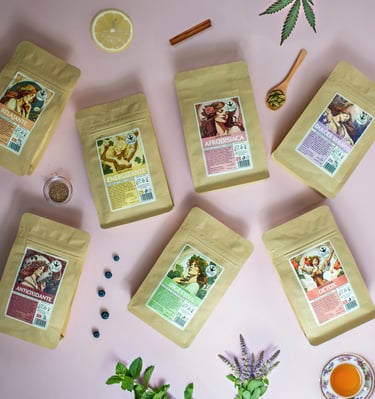 conjunto de infusiones de cáñamo funcionales, herbal tea Sr. Valley Hemp Foods