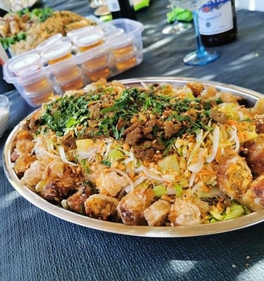 a plate of food with a bowl of food