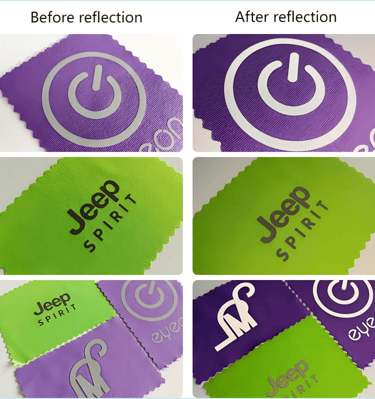 Reflective silicone heat label demonstrating an eye-catching and safe finishing option.