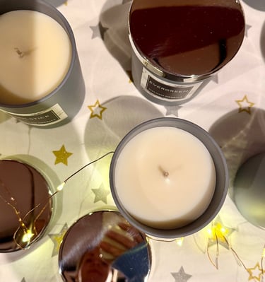 Luxury essential oil aromatherapy candles viewed from above