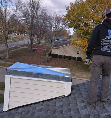"Preventive maintenance on a chimney by Profaster Services in Des Moines."