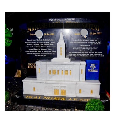 Mormon temple headstone in NZ