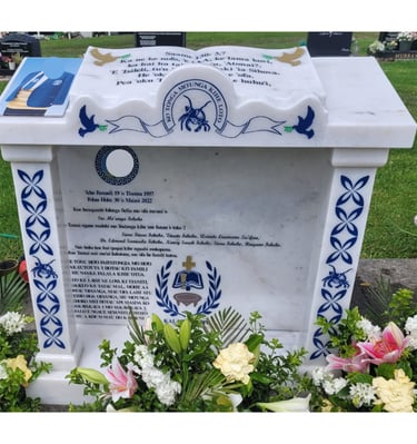 Tongan design headstone inm Mangere Auckland NZ