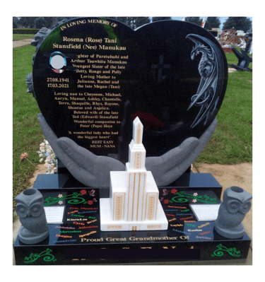 Mormon temple headstone in Mangere Auckland, NZ