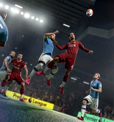 Personajes de videojuego jugando futbol
