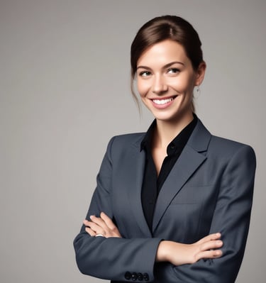 a woman in a suit and white shirt