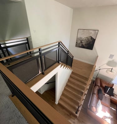 Modern staircase by Portugal Woodworks in Park City, Heber, Sandy, Lehi, Spanish Fork.