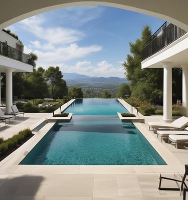 A serene backyard with lush greenery and a comfortable seating area.