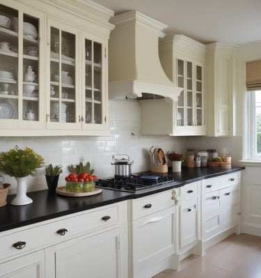 An inviting kitchen with sleek appliances and ample counter space.