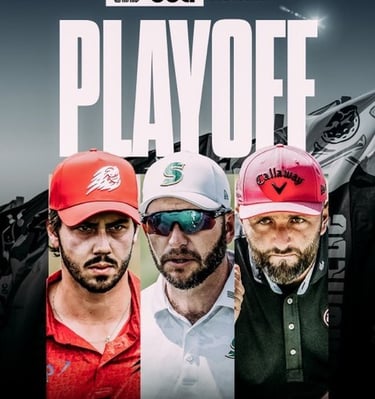 Jon Rahm, Josele Ballester, and Dean Burmester go to a playoff at LIV Golf Chicago (Photo: LIV Golf)