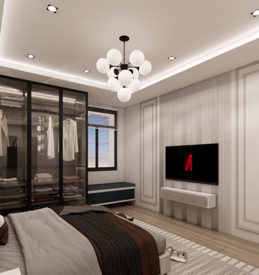 Master bedroom interior design by CASA DESIGNERS with elegant decor in Bengaluru