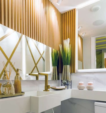 Modern washroom interior design with sleek fixtures and clean layout by CASA DESIGNERS