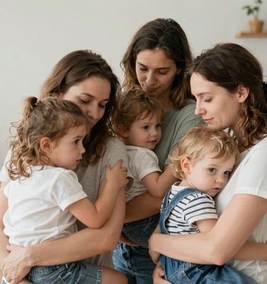 Volunteers preparing care packages with warm smiles in a cozy room