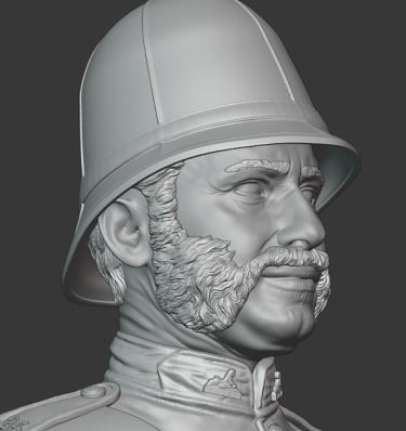 1/9 scale British Color sergeant, 24th Regiment of Foot, Zulu Wars 1879, 3D digital sculpt for histo