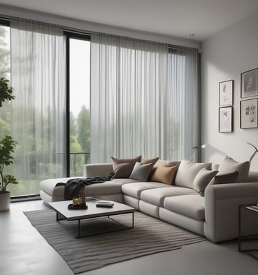 A finished wall showcasing flawless wallputty and paint work in a modern interior setting.