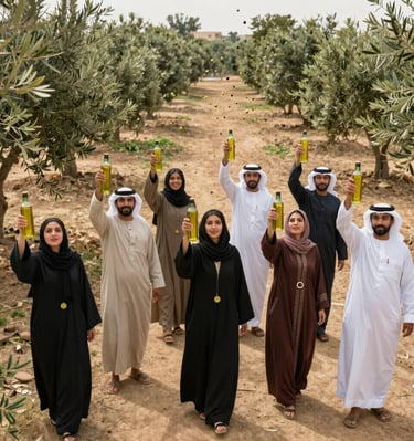 Happy customer holding a bottle of زيت كروتينا with a natural background