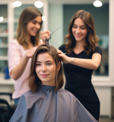 Gold-accented beauty products displayed on a sleek shelf with roses nearby.