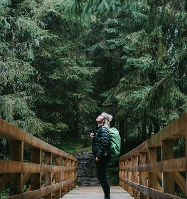 a photo of a woman in the forest at the tatra mountains Poland 