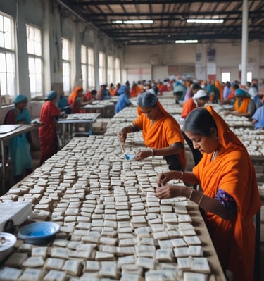 A family member inspecting tea quality with a smile.
