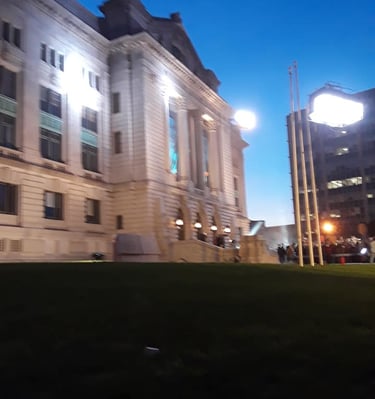 Joker movie set Batman searchlights