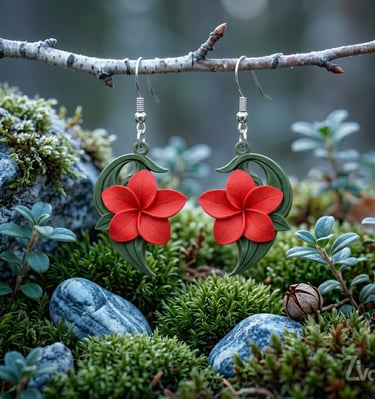 Plumeria Petal Fusion Drops - Botanical Elegance Earrings. Vibrant double-sided floral dangles.