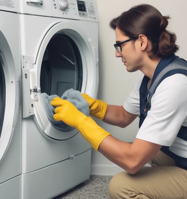 Clean dryer vent hose neatly reinstalled in a multifamily apartment unit.