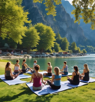 Instructor showing precise movement flow to participants in a calm, bright room
